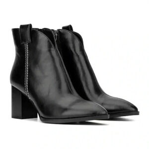 NWT Torgeis "Daralyn bohemian western vegan leather block heel black Bootie 38.5